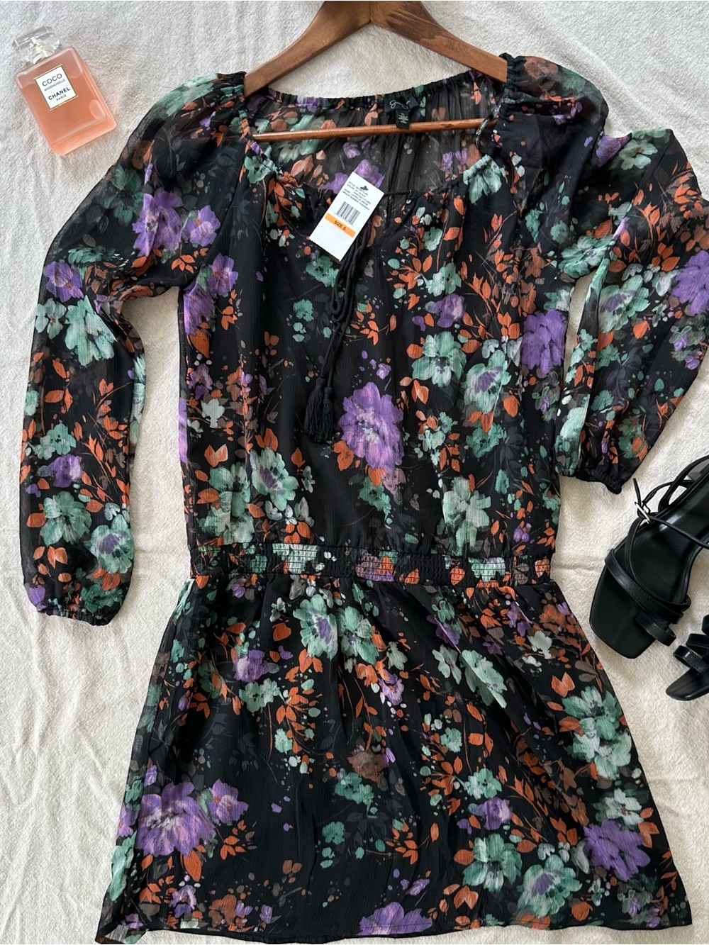 NEW Jessica Simpson Floral Dark Cottagecore Boho Whimsigoth Mini Dress